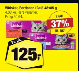 Calle Whiskas Portioner i Gelé 48x85 g tilbud