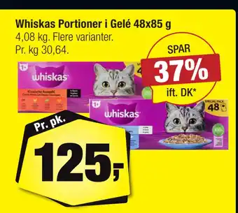 Calle Whiskas Portioner i Gelé 48x85 g tilbud