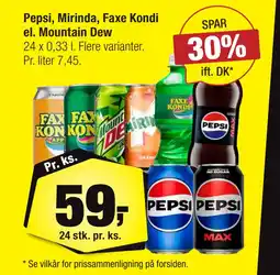 Calle Pepsi, Mirinda, Faxe Kondi el. Mountain Dew tilbud