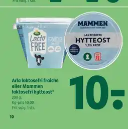 Coop 365 Arla laktosefri fraiche eller Mammen laktosefri hytteost* tilbud