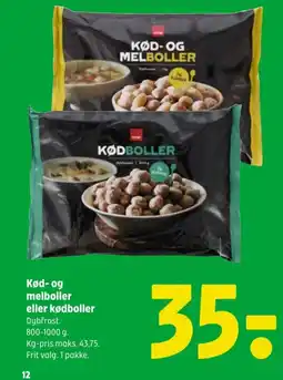 Coop 365 Kød- og melboller eller kødboller tilbud