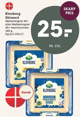 SPAR Klovborg Skiveost tilbud