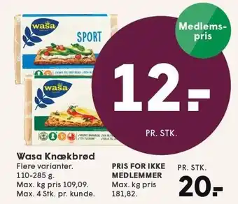 SPAR Wasa Knækbrød tilbud