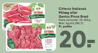 SPAR Citterio Italiensk Pålæg eller Gestus Pinsa Brød tilbud