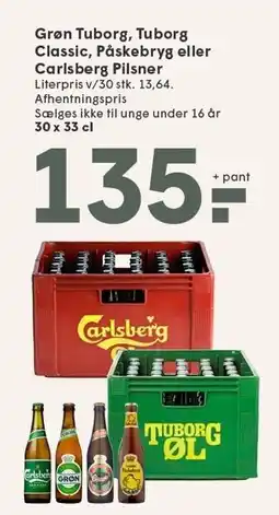 SPAR Grøn Tuborg, Tuborg Classic, Påskebryg eller Carlsberg Pilsner tilbud