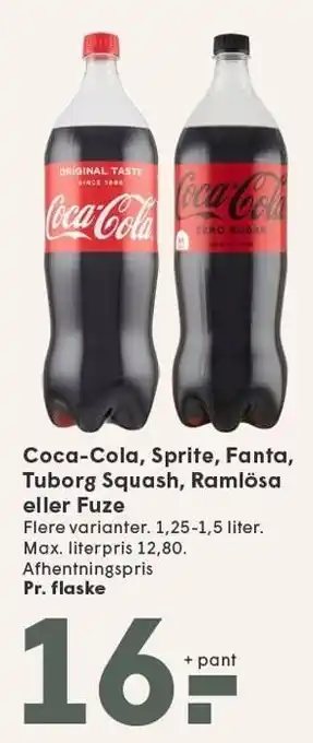 SPAR Coca-Cola, Sprite, Fanta, Tuborg Squash, Ramlösa eller Fuze tilbud