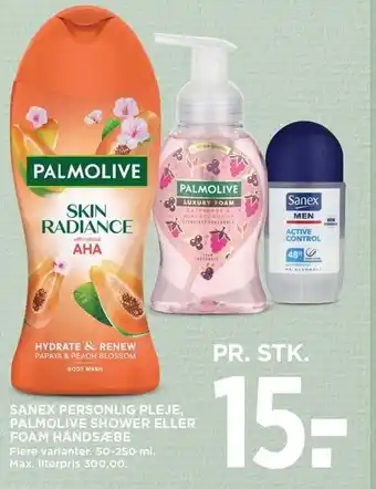 MENY SANEX PERSONLIG PLEJE ELLER PALMOLIVE FOAM HÅNDSÆBE tilbud