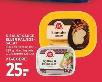 MENY K-SALAT SAUCE ELLER PÅLÆGSSALAT - 2 BÆGRE tilbud