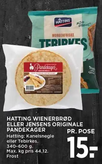 MENY HATTING WIENERBRØD ELLER JENSENS ORIGINALE PANDEKAGER tilbud