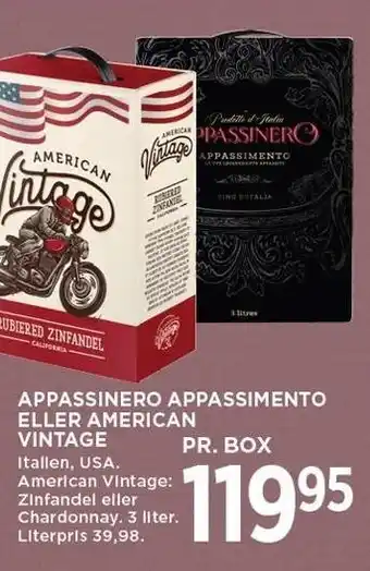 MENY APPASSINERO APPASSIMENTO ELLER AMERICAN VINTAGE tilbud