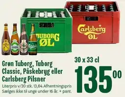 Min Købmand Grøn Tuborg, Tuborg Classic, Påskebryg eller Carlsberg Pilsner tilbud