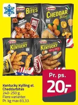 Fleggaard FRIPOZO Kentucky Kylling el. Cheddarbites tilbud