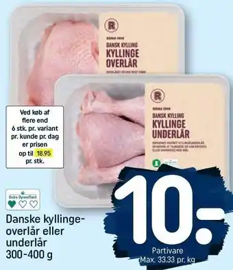 REMA 1000 Danske kyllingeoverlår eller underlår 300-400 g tilbud