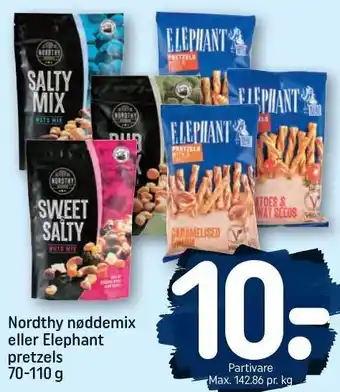 REMA 1000 Nordthy nøddemix eller Elephant pretzels 70-110 g tilbud