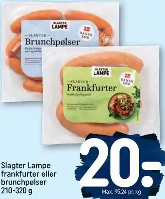 REMA 1000 Slagter Lampe frankfurter eller brunchpølser 210-320 g tilbud