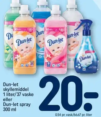 REMA 1000 Dun-let skyllemiddel 1 liter/ 37 vaske eller Dun-let spray tilbud