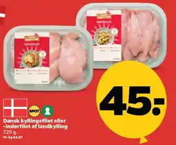 Netto Dansk kyllingefilet eller -inderfilet af landkylling tilbud