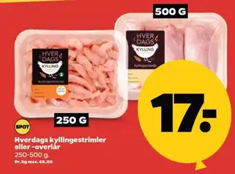 Netto Hverdags kyllingestrimler eller -overlår tilbud