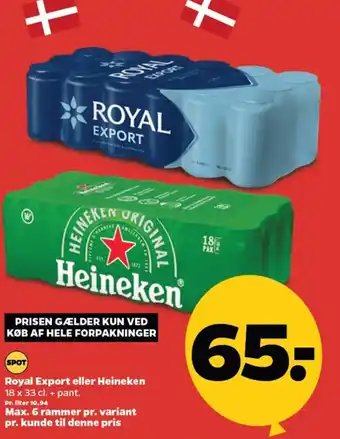 Netto Royal Export eller Heineken tilbud