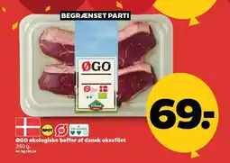 Netto ØGO økologiske bøffer af dansk oksefilet tilbud