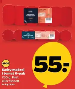 Netto Sæby makrel i tomat 6-pak tilbud