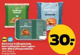 Netto Bistronne kyllingekebab, hele kyllingelår med rygben eller BBQ kyllingeunderlår . tilbud