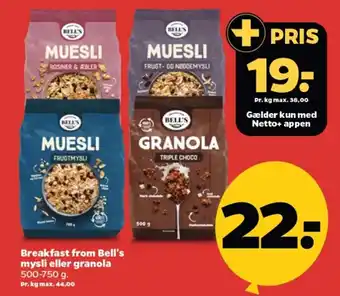 Netto Breakfast from Bell's mysli eller granola tilbud