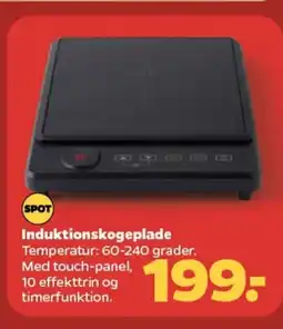 Netto Induktionskogeplade Temperatur: 60-240 grader. Med touch-panel, 10 effekttrin og timerfunktion. tilbud