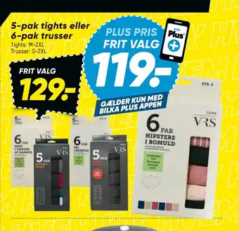 Bilka 5-pak tights eller 6-pak trusser tilbud