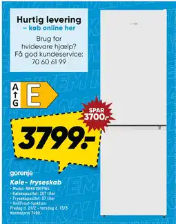 Bilka Køle- fryseskab tilbud