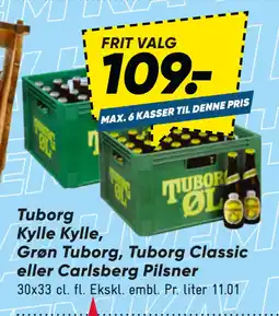 Bilka Tuborg Kylle Kylle, Grøn Tuborg, Tuborg Classic eller Carlsberg Pilsner tilbud