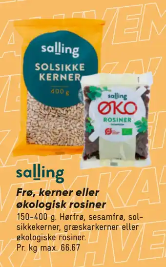 Bilka Frø, kerner eller økologisk rosiner tilbud