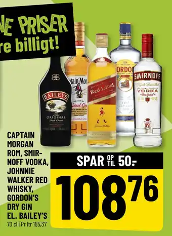 Løvbjerg CAPTAIN MORGAN ROM, SMIRNOFF VODKA, JOHNNIE WALKER RED WHISKY, GORDON’S DRY GIN EL. BAILEY’S tilbud