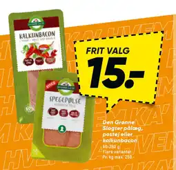 Bilka Den Grønne Slagter pålæg, postej eller kalkunbacon tilbud