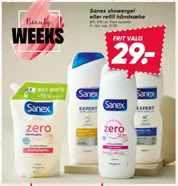 Bilka Sanex showergel eller refill håndsæbe tilbud