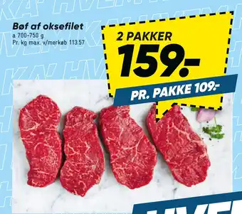 Bilka Bøf af oksefilet tilbud