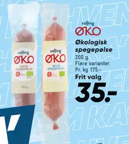 Bilka Økologisk spegepølse tilbud