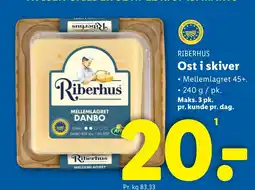 Lidl RIBERHUS Ost i skiver Mellemlagret 45+. tilbud