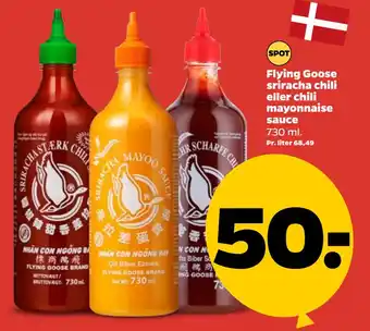 Netto Flying Goose sriracha chili eller chili mayonnaise sauce tilbud