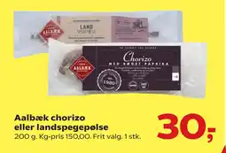 SuperBrugsen Aalbæk chorizo eller landspegepølse tilbud