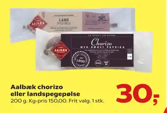 SuperBrugsen Aalbæk chorizo eller landspegepølse tilbud