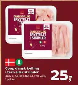 SuperBrugsen Coop dansk kylling i tern eller strimler tilbud