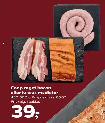 SuperBrugsen Coop røget bacon eller luksus medister tilbud