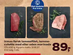 SuperBrugsen Irmas fersk lammefilet, lammeculotte med eller uden marinade tilbud