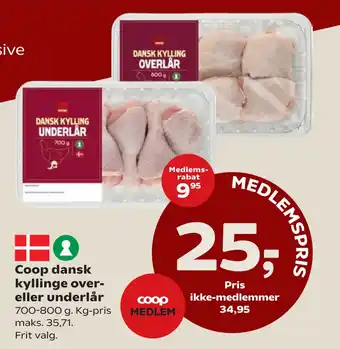 SuperBrugsen Coop dansk kyllinge over- eller underlår tilbud