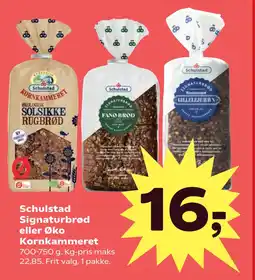 Kvickly Schulstad Signaturbrød eller Øko Kornkammeret tilbud