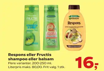 Kvickly Respons eller Fructis shampoo eller balsam tilbud