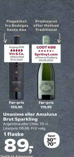 Kvickly Unanime eller Amaluna Brut Sparkling tilbud