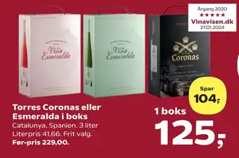 Kvickly Torres Coronas eller Esmeralda i boks tilbud