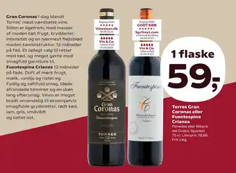 Kvickly Torres Gran Coronas eller Fuentespina Crianza tilbud